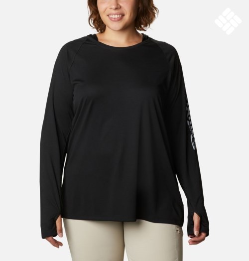 Hanorac Cu Gluga Columbia PFG Tidal Tee Dama Negrii | Plus Size BQ97Q10SM